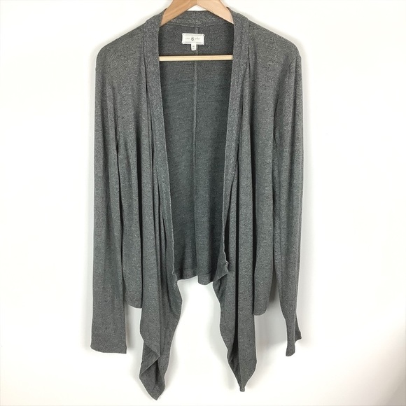 Lou & Grey Womens Gray Waterfall Drape Open Jumper Cardigan Sweater Wrap Sz Med - Picture 5 of 9